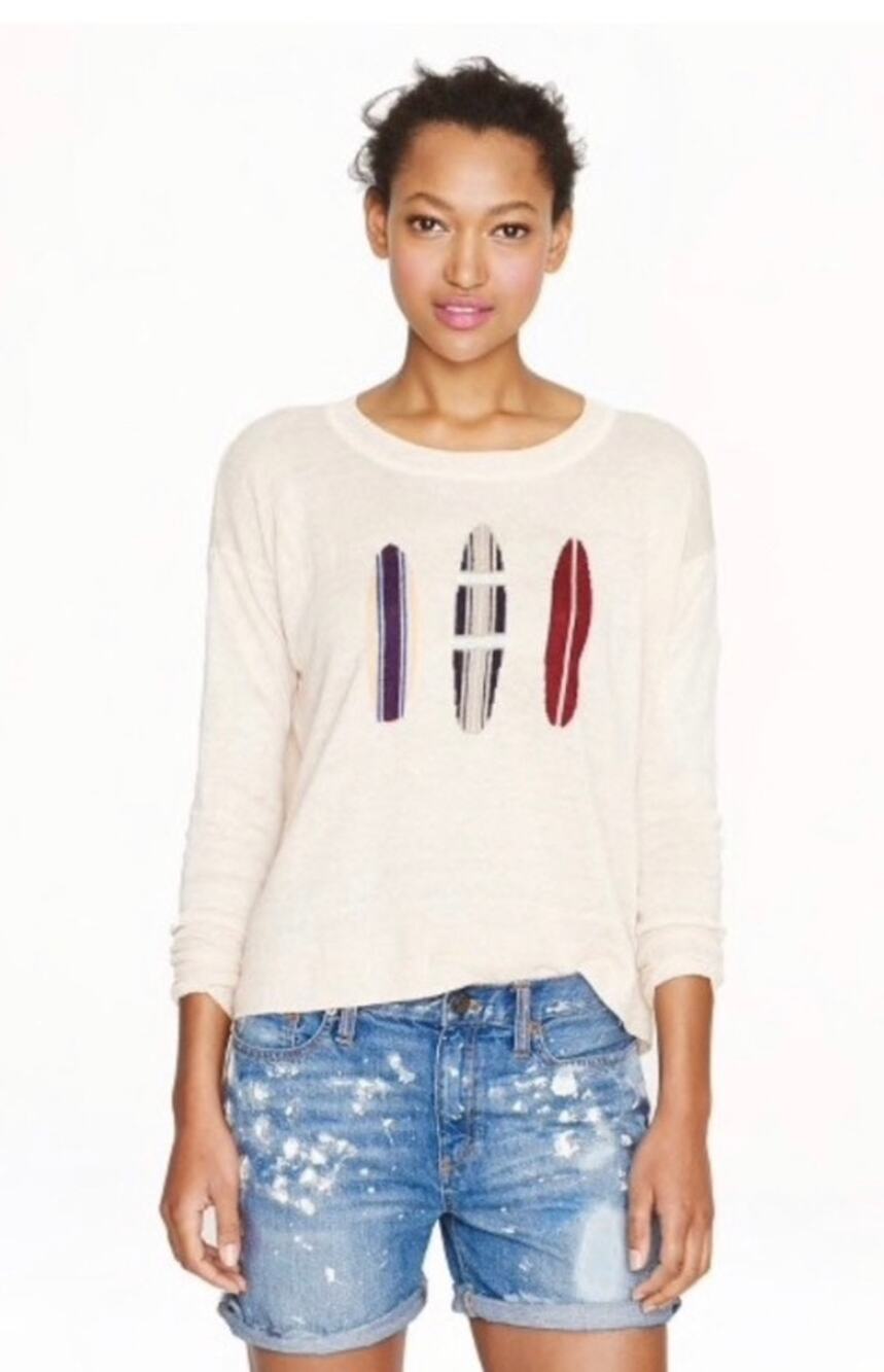 J. Crew Women's 100% Linen Surfboard Sweater Beige Size S NWT Coastal Hamptons